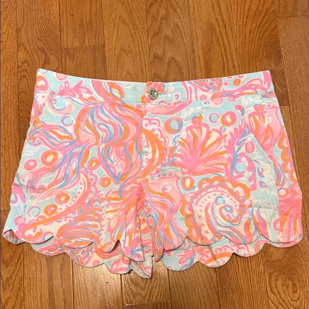 Lilly Pulitzer Pink & Pastel Scallop Hem Printed Shorts